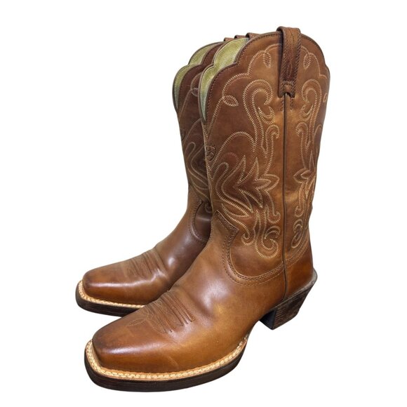 Ariat Mens Western Leather Boots Brown Size 6 - Picture 1 of 8